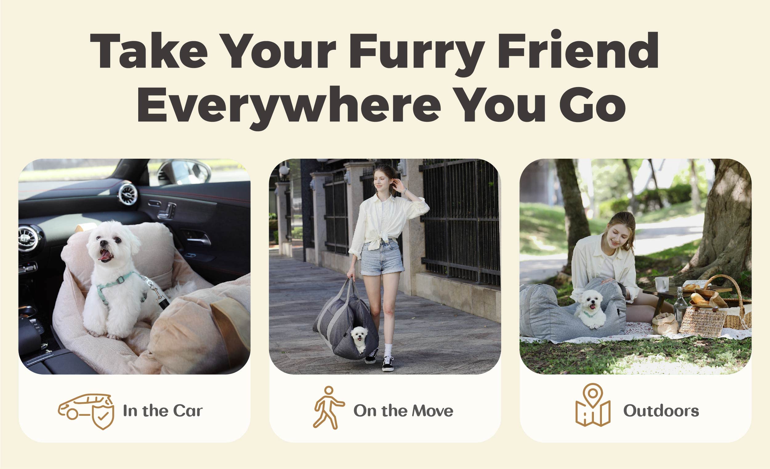 PET AWESOME dog car seat washable cover and water-resistant surface