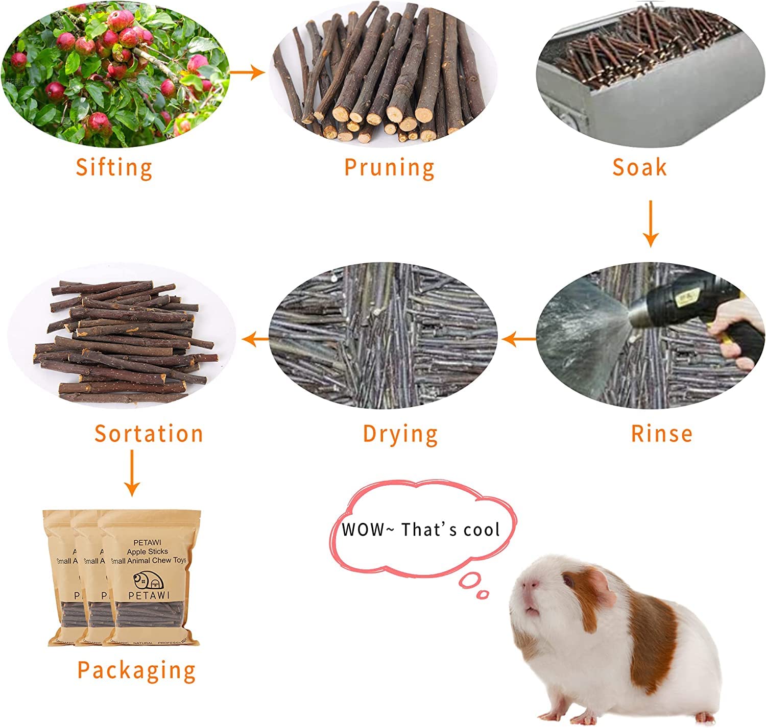 Petawi Apple Sticks during chewing promotes calm, engaged pets.