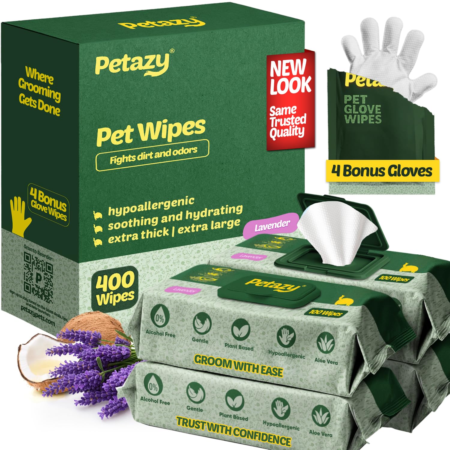 Petazy 400 dog wipes paws for gentle cleaning on sensitive paws