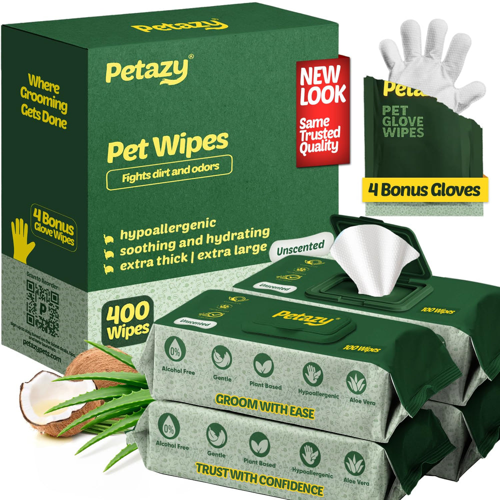 Petazy 400 wipes pack closeup for quick on-the-go refresh between baths