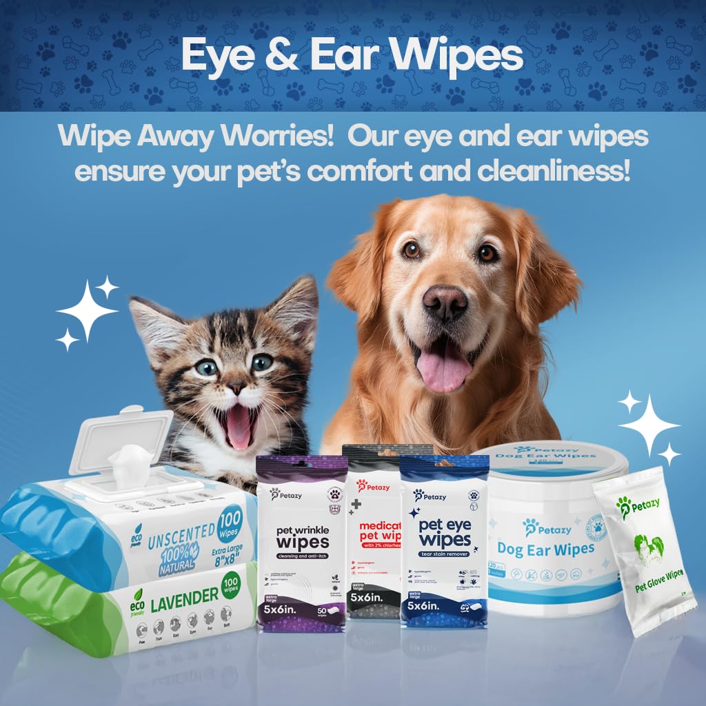 Petazy eye wipes resealable pack keeps wipes fresh for home or travel.