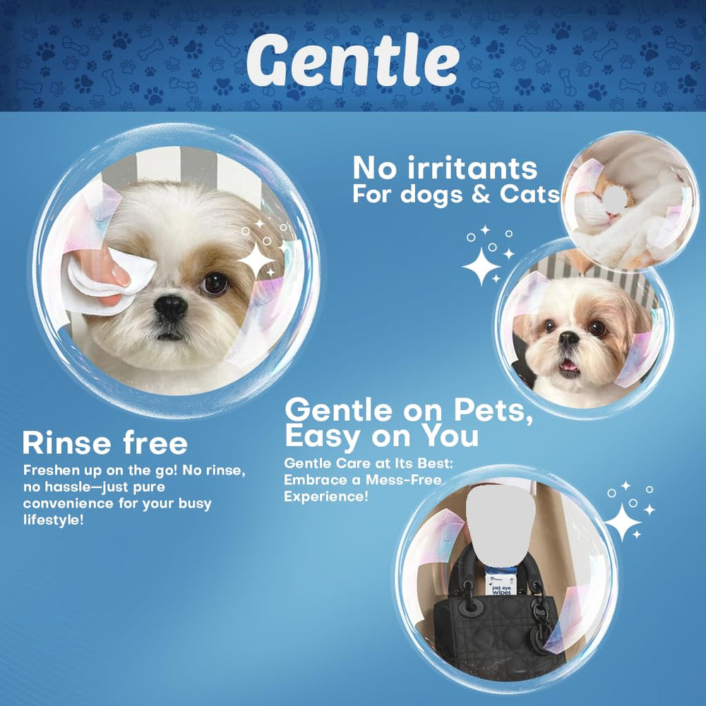 Petazy eye wipes hypoallergenic formula for sensitive skin during grooming.