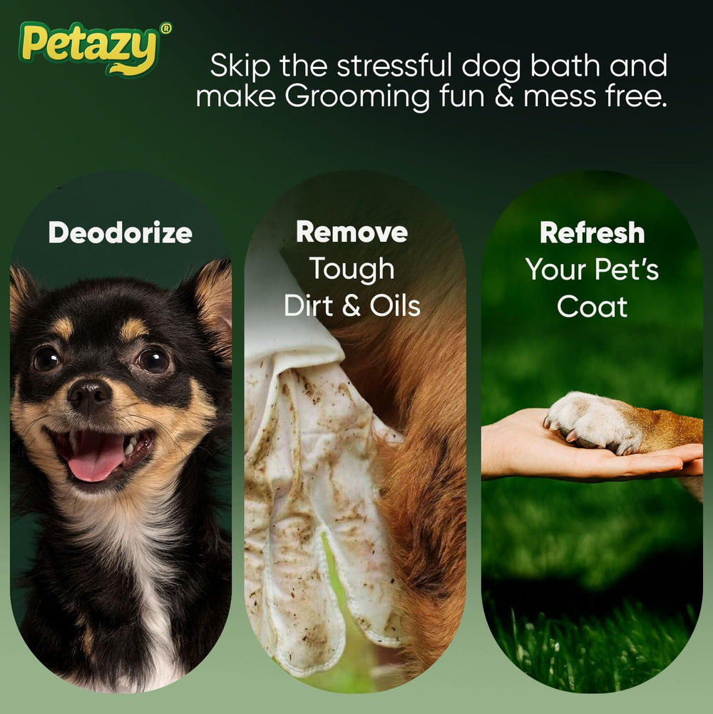 Petazy Pet Glove Wipes ears highlight soothing coconut oil use.