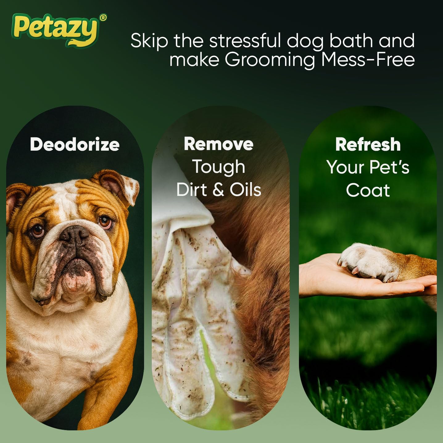 Petazy Pet Glove Wipes dog paw cleaning in action