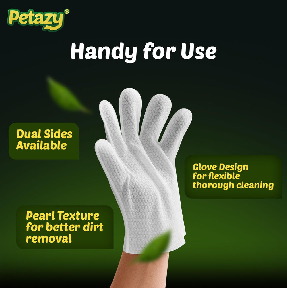 Petazy Pet Glove Wipes travel-friendly pack in a bag