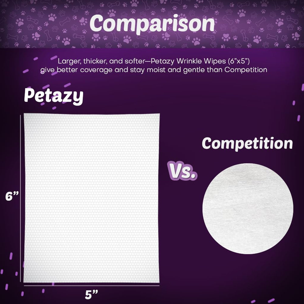 Petazy Wrinkle Wipes used on dog face folds for thorough cleansing.