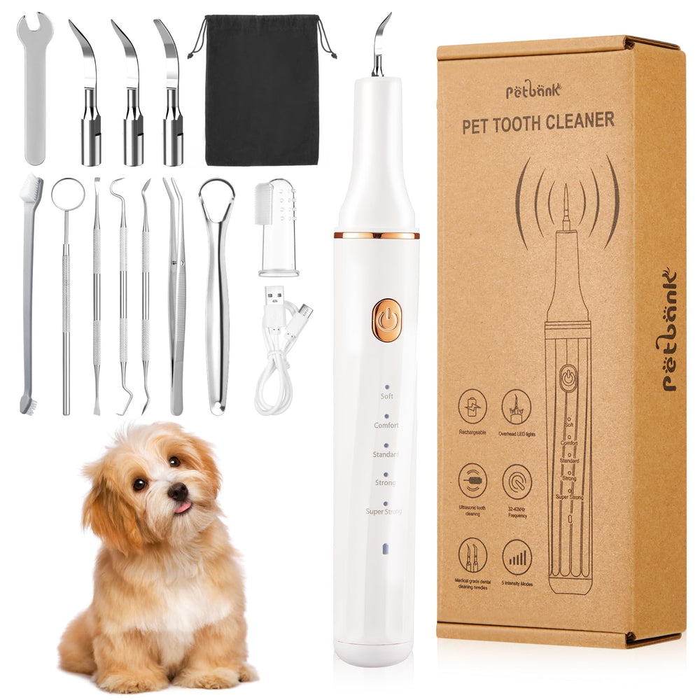 Petbank dog plaque remover device shown for at-home dental care