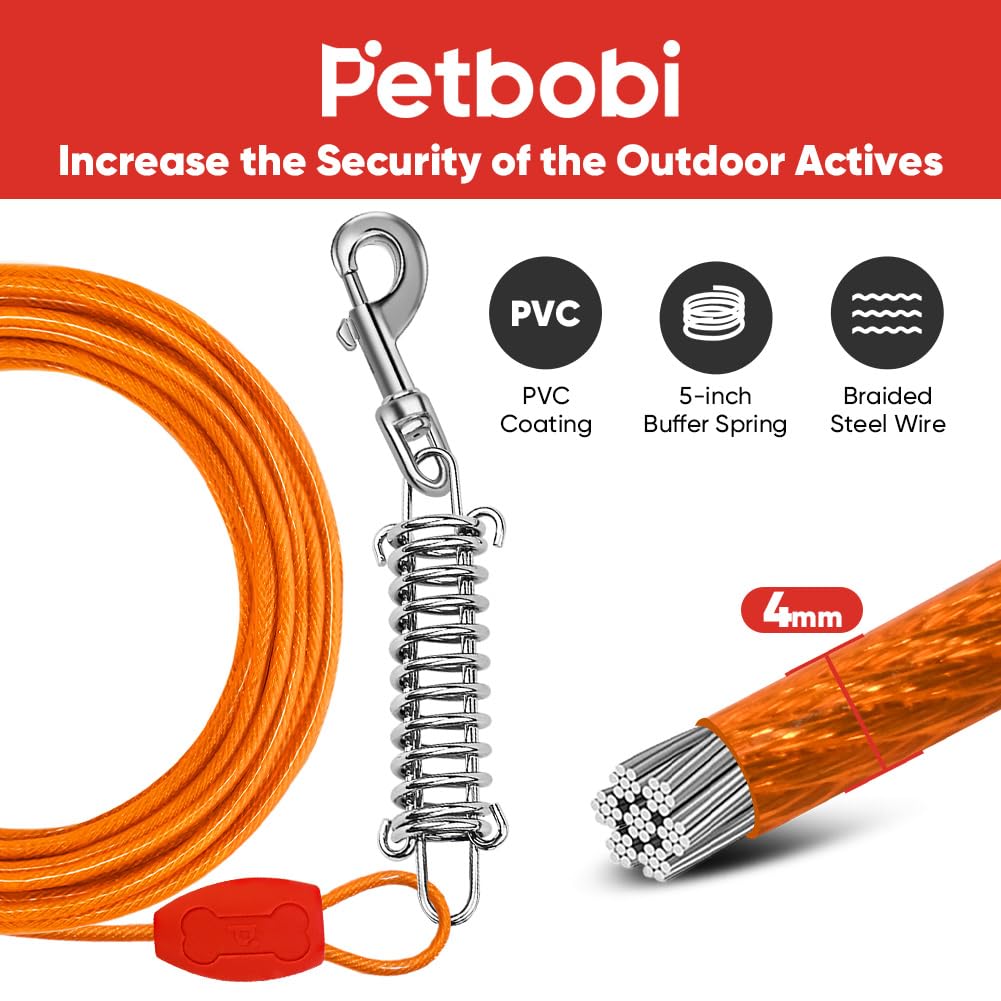 Petbobi 16-inch ground stake with spiral design secures the tether reliably.