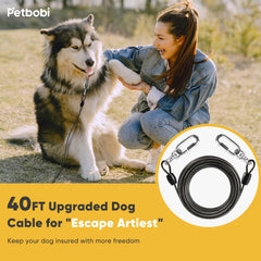 Petbobi 40ft cable close-up showing 6mm stainless steel with PVC coating
