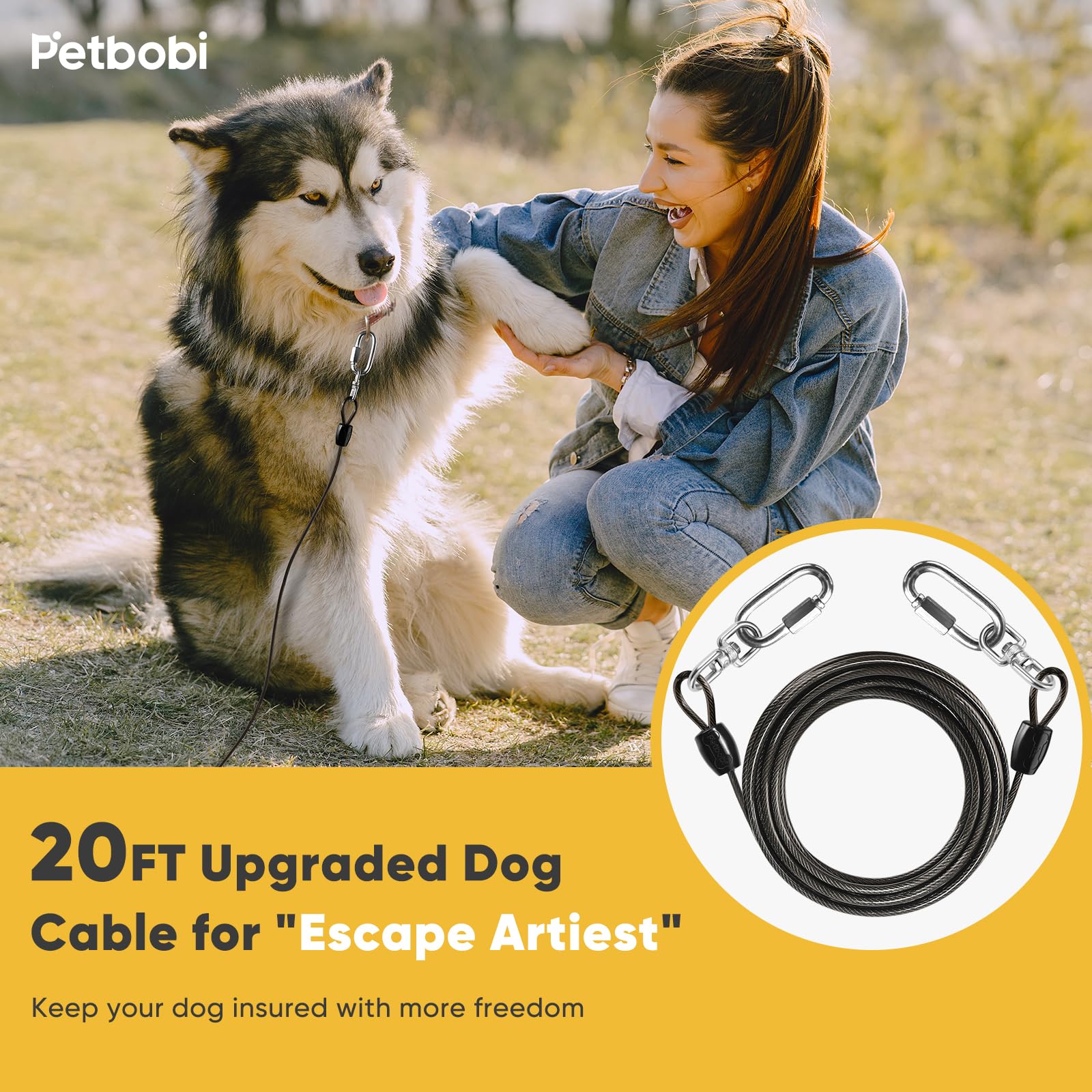 Petbobi 6mm stainless steel wire with PVC coating demonstrates weather-ready durability.