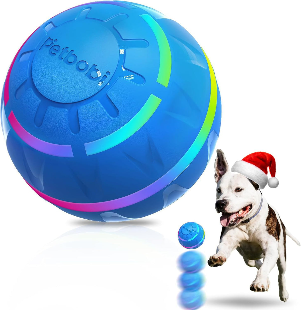 Petbobi Active Rolling Ball with LED flash lights enhances nighttime indoor play.