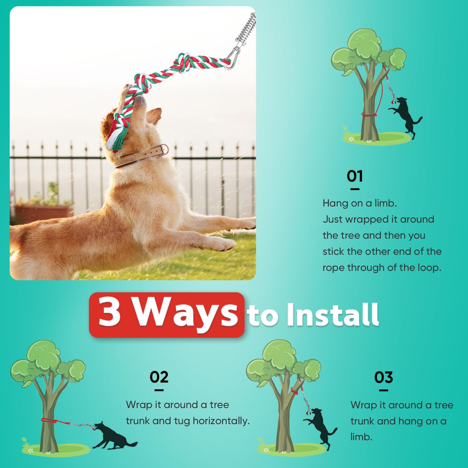 Petbobi Bungee Dental Care cotton rope massages gums during play.