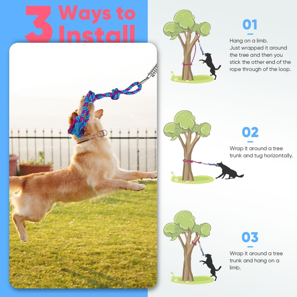 Petbobi Bungee Dog Toy outdoor-tug purple emphasizes three training modes for balanced exercise