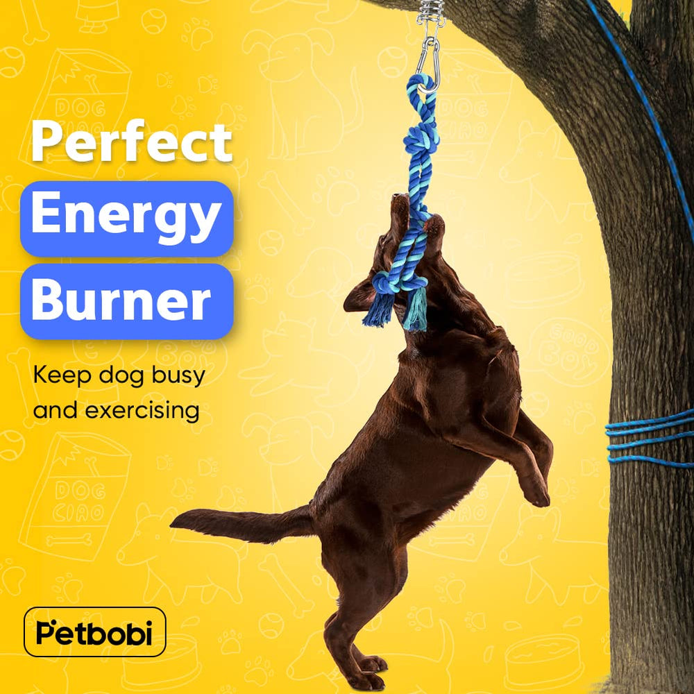 Petbobi Bungee Dog Toy stainless-steel spring close-up highlights durable shock absorption for strong chewers.