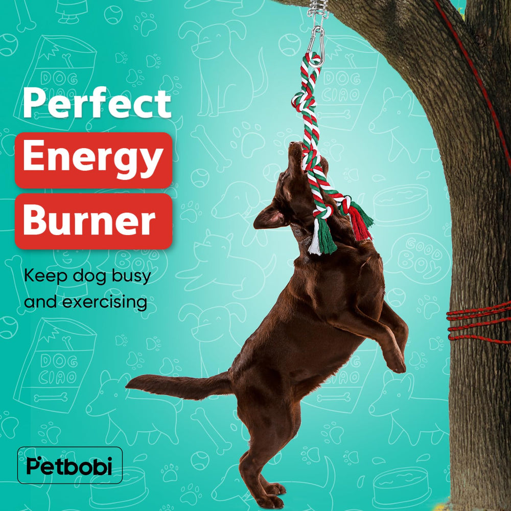 Petbobi Bungee Dog Toy Spring shock-absorbing cushion protects teeth during tug.