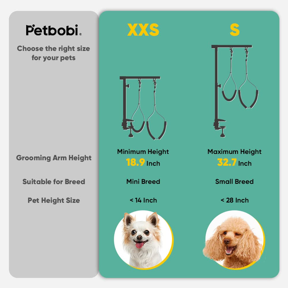 Petbobi grooming arm clamps securely to table for home setups