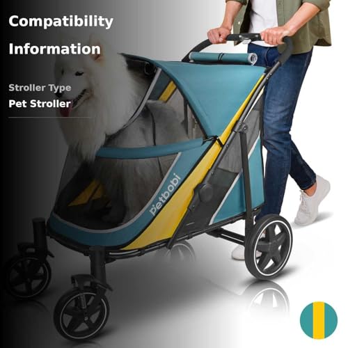 Petbobi Dog Stroller All-Terrain Wheels provide stability across grass, gravel, and sidewalks.