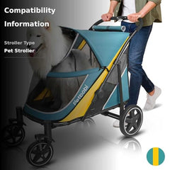 Petbobi Dog Stroller All-Terrain Wheels provide stability across grass, gravel, and sidewalks.