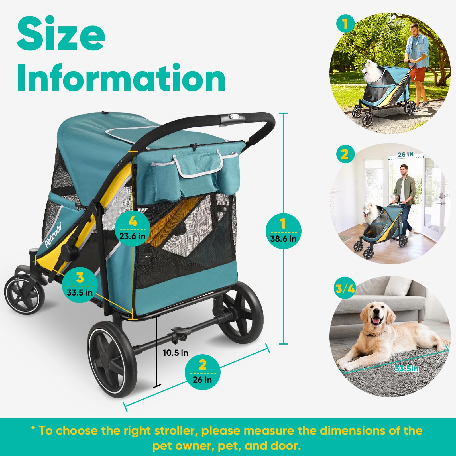Petbobi Dog Stroller Dual Entry with Front and Rear Doors for easy access.