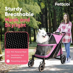 Petbobi dog stroller rear entry enables convenient pet access.