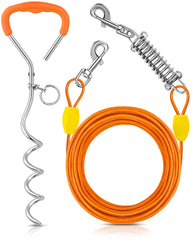 Petbobi dog tie-out cable 20ft in action for safe outdoor roaming.