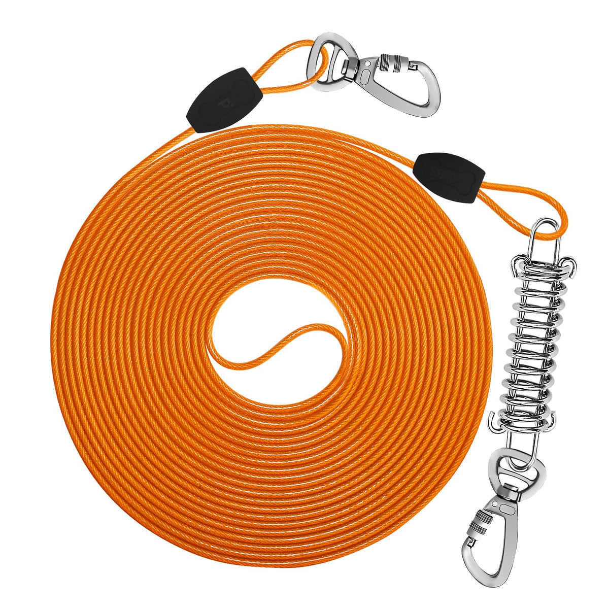 Petbobi dog tie-out cable 30ft with steel core ensures safe outdoor roaming.
