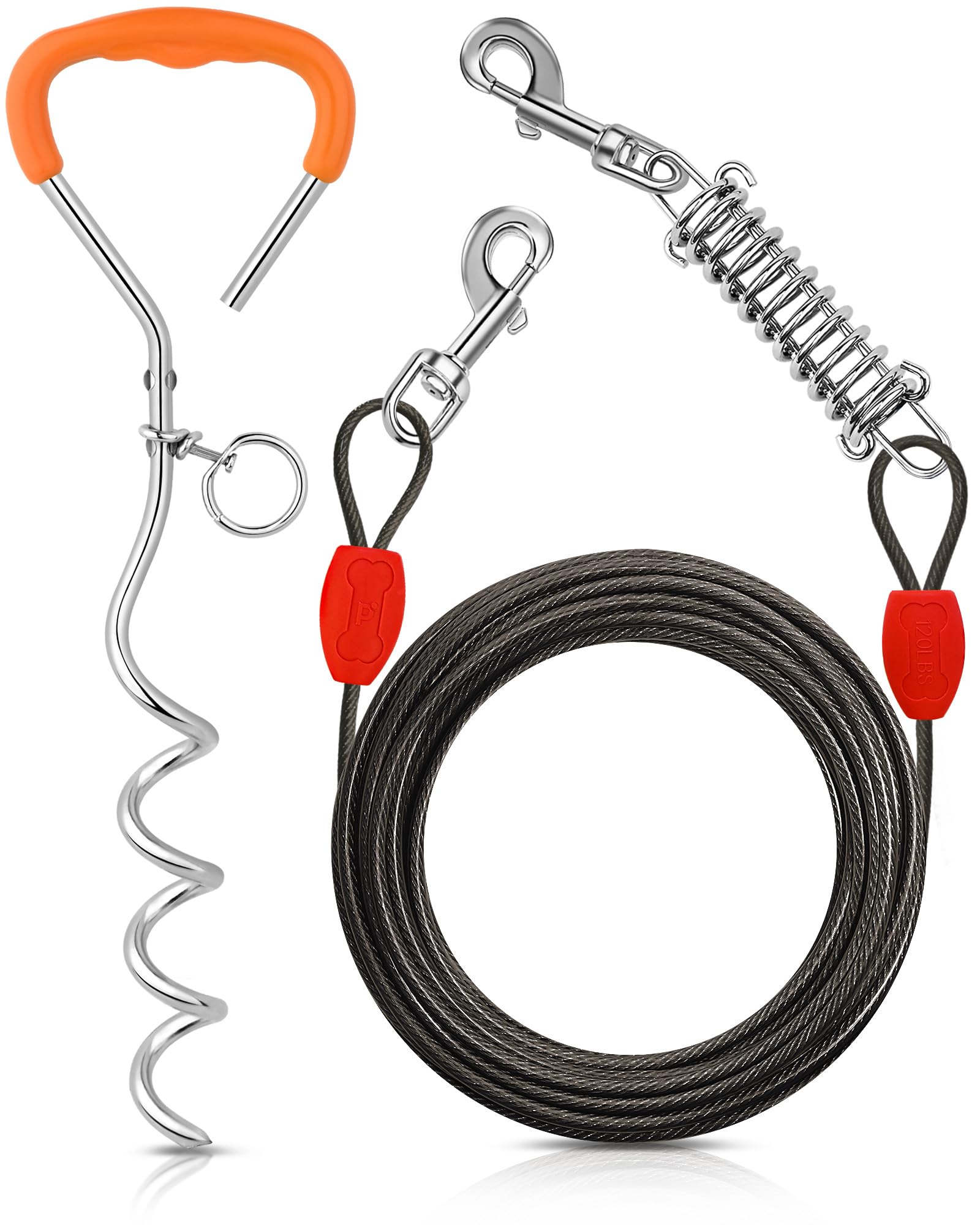 Petbobi dog tie-out cable 40ft offers safe roaming space for dogs.