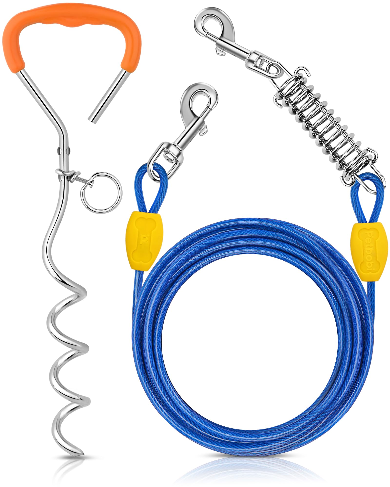 Petbobi dog tie-out cable 10ft in action enabling controlled outdoor roaming