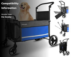 Petbobi Dog Wagon Stroller blue front wheels for smooth maneuvering on uneven ground