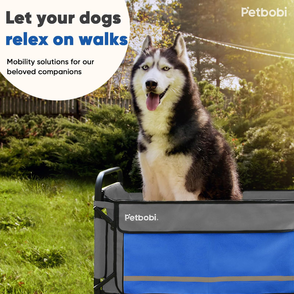 Petbobi Dog Wagon Stroller blue interior with padded seat for comfort