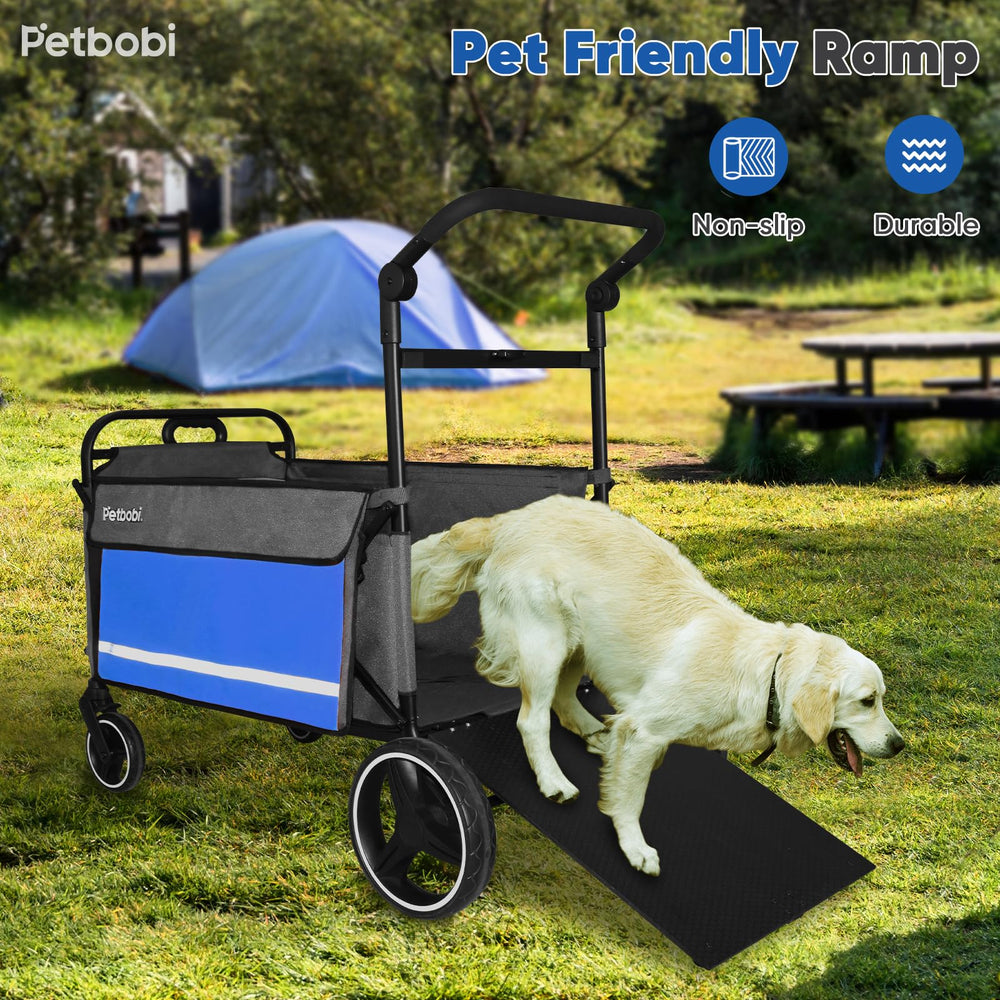 Petbobi Dog Wagon Stroller blue rear wheels delivering stable all-terrain performance