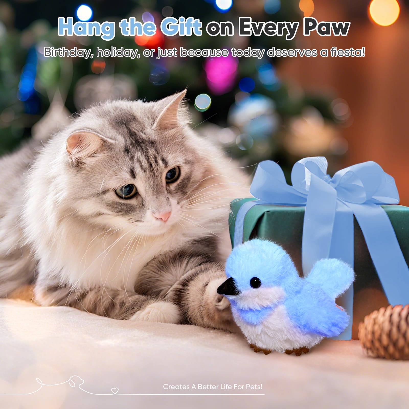 Petbobi Flappy Bird Cat Toy includes hanging ring for wand-interactive play
