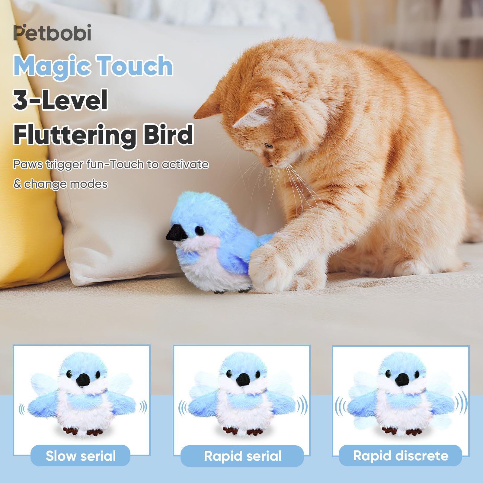 Petbobi Flappy Bird Cat Toy USB rechargeable for multiple sessions