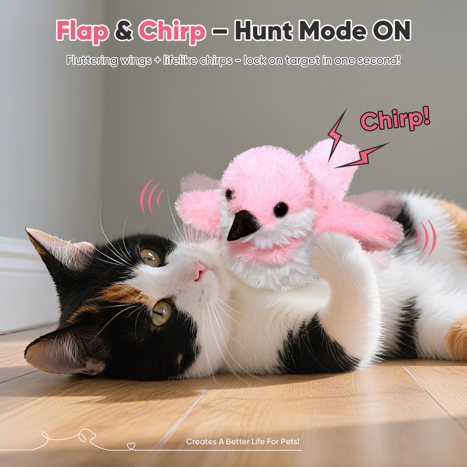 Petbobi Flappy Bird Toy chirping: lifelike tweets keep kittens engaged during solo play