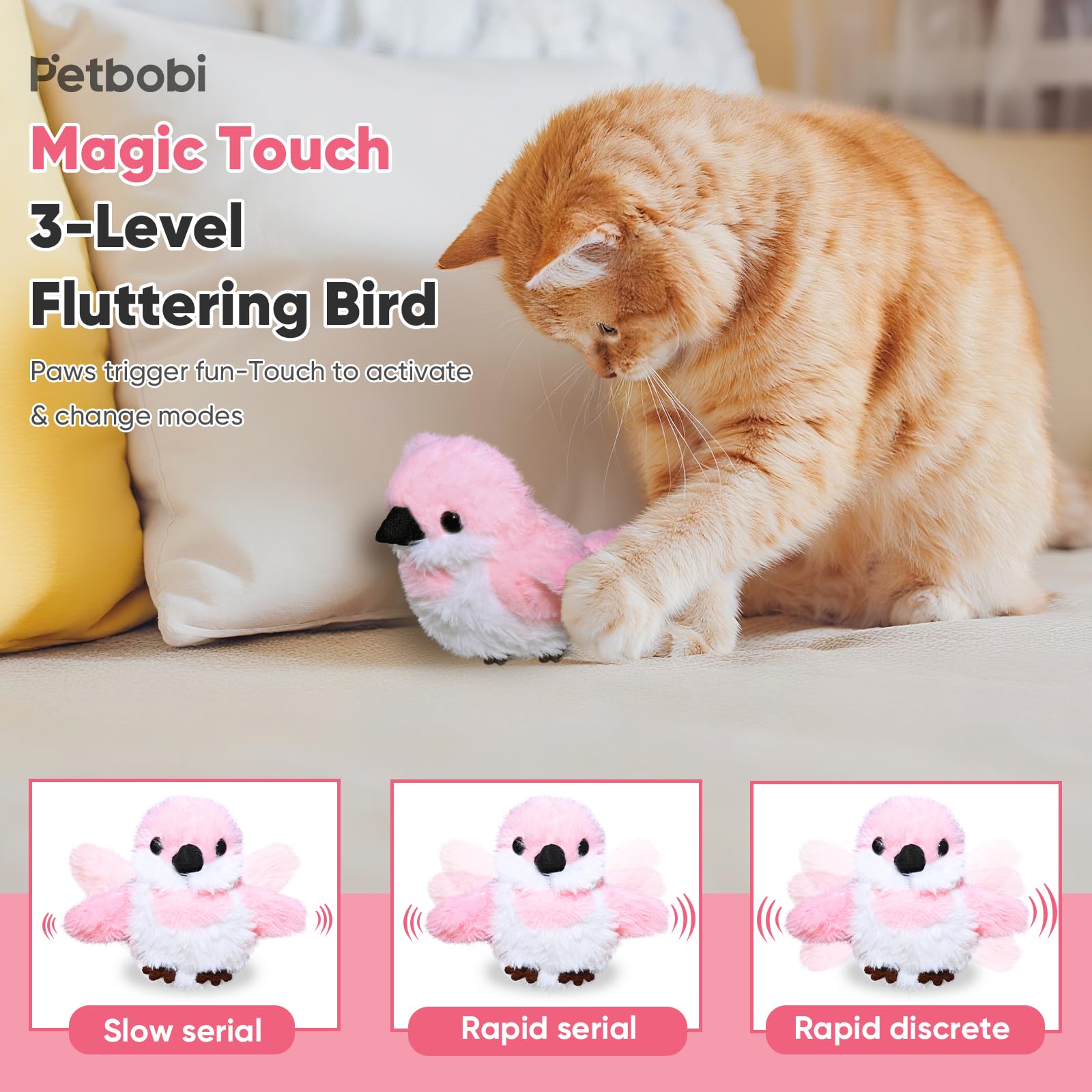 Petbobi Flappy Bird Toy rechargeable: convenient, eco-friendly power for extended play sessions
