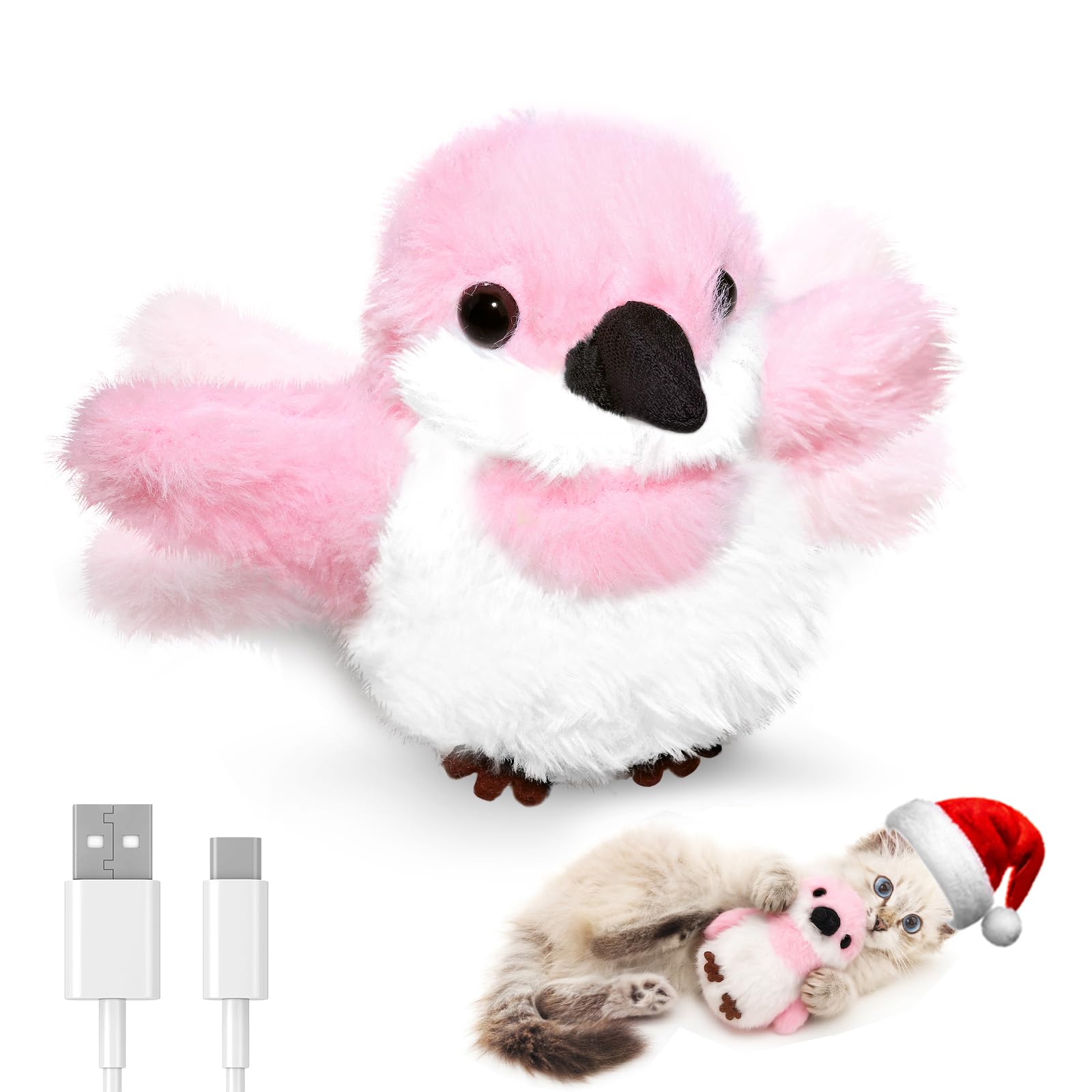 Petbobi Flappy Bird Toy wings: realistic wing flaps drive active play and hunting fun