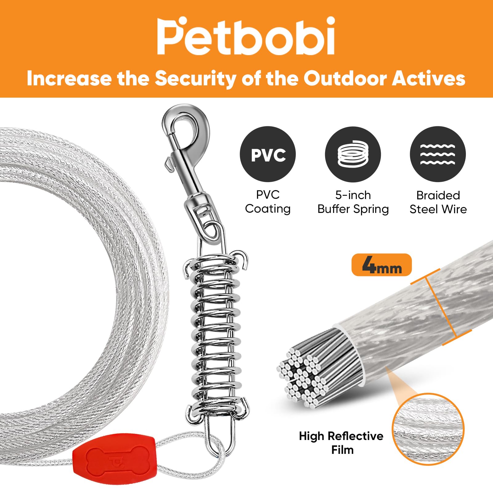 Petbobi ground stake 16in shown for secure easy hand-screw installation