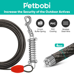 Petbobi 16in ground stake keeps dogs securely anchored.