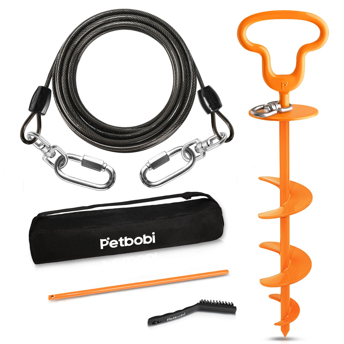 Petbobi heavy-duty tie-out 20ft cable enables safe backyard roaming