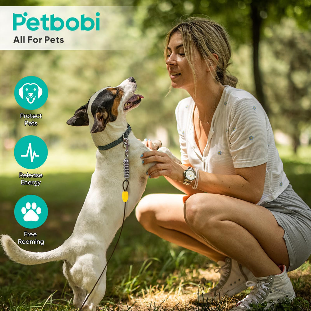 Petbobi compact packaging includes 20ft leash and 16inch stake for easy setup.