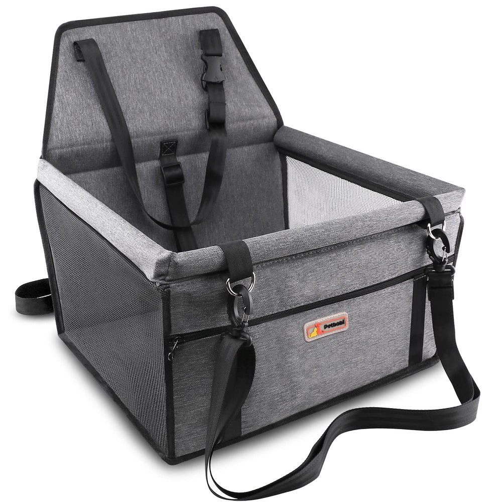 Petbobi Pet Reinforce Car Booster Seat front view showing secure, travel-ready small-dog cradle