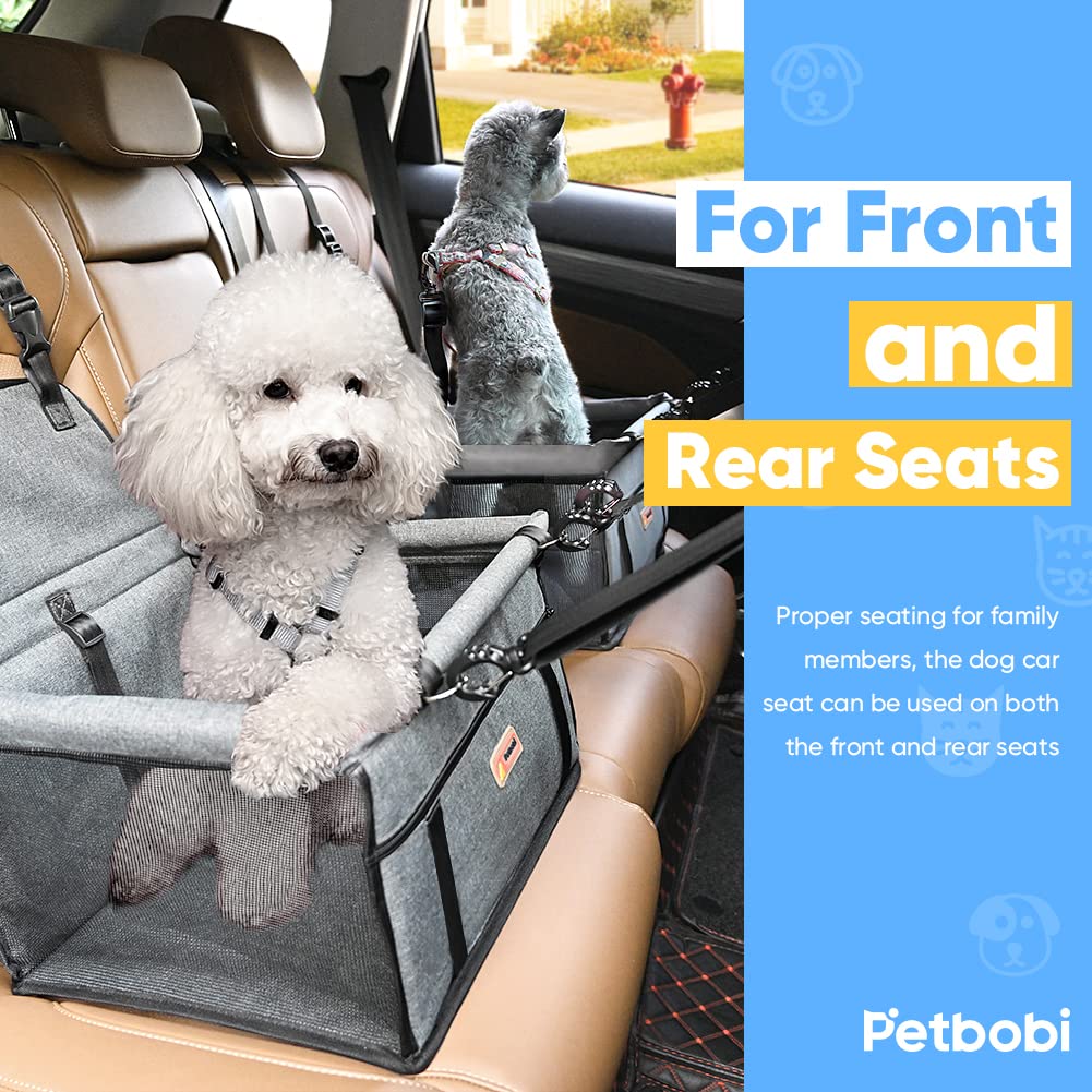 Petbobi booster seat material close-up shows cationic fabric and breathable mesh