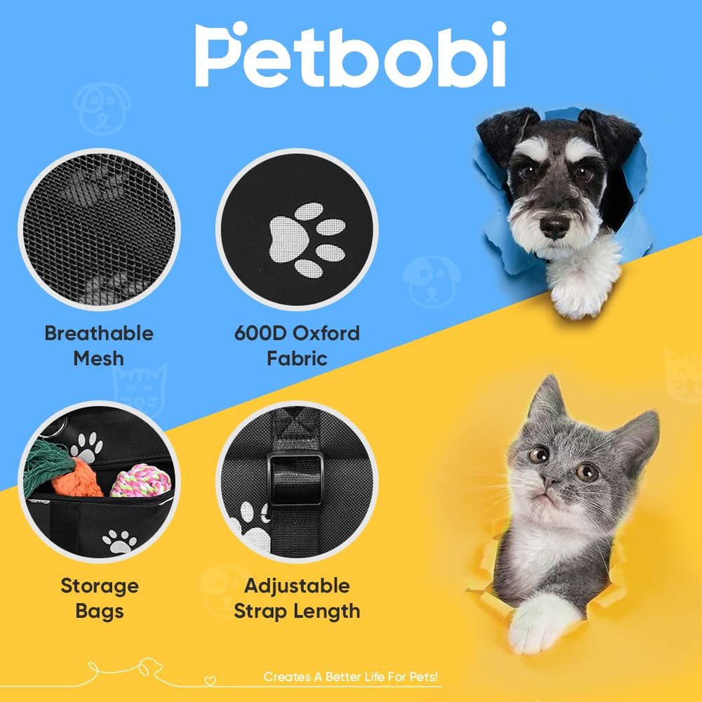 Petbobi fits small dogs and cats up to 15 lbs for cozy travel