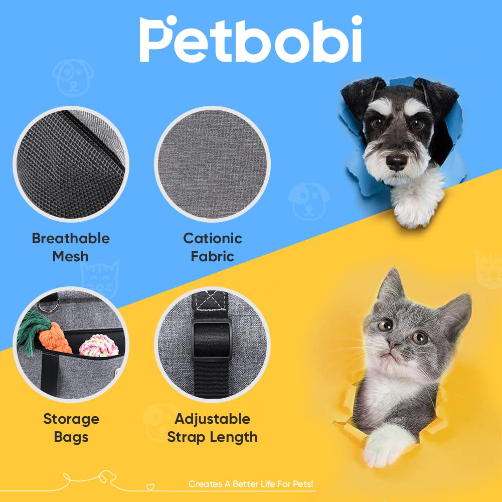 Petbobi booster seat in use during car travel offers comfortable small-dog companion