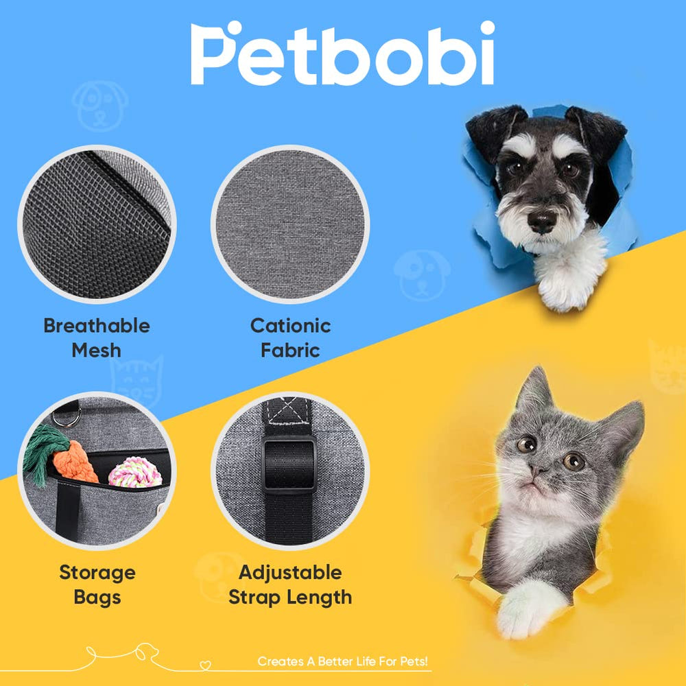 Petbobi booster seat in use during car travel offers comfortable small-dog companion