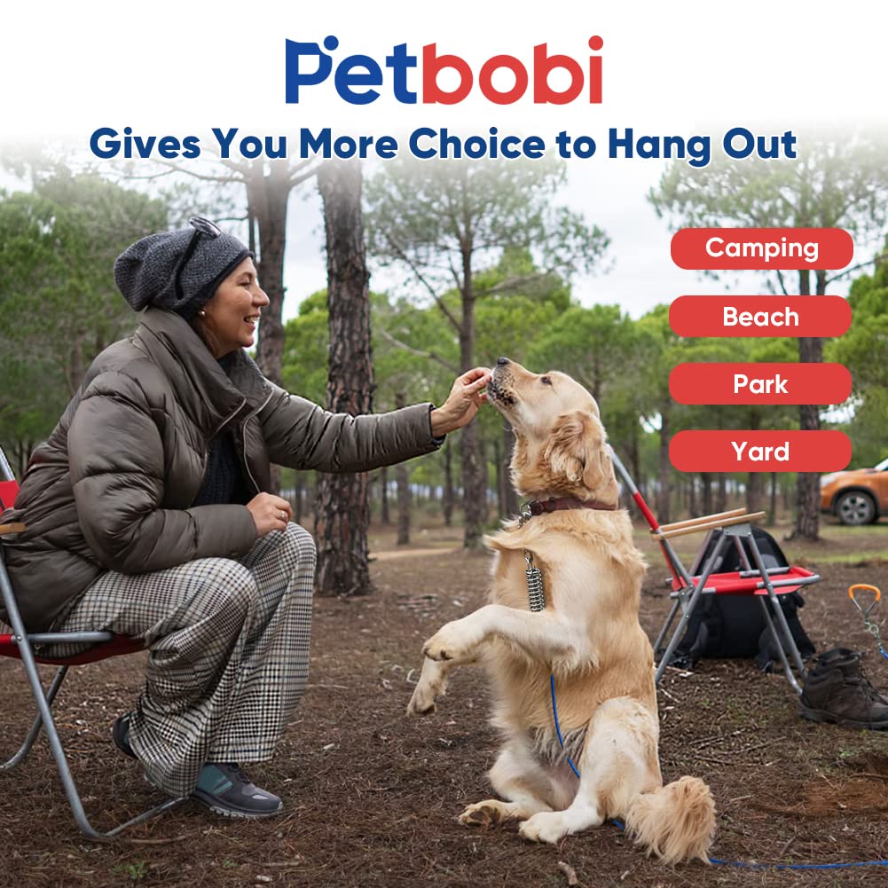 Petbobi PVC-coated steel cable blue offers outdoor durability.
