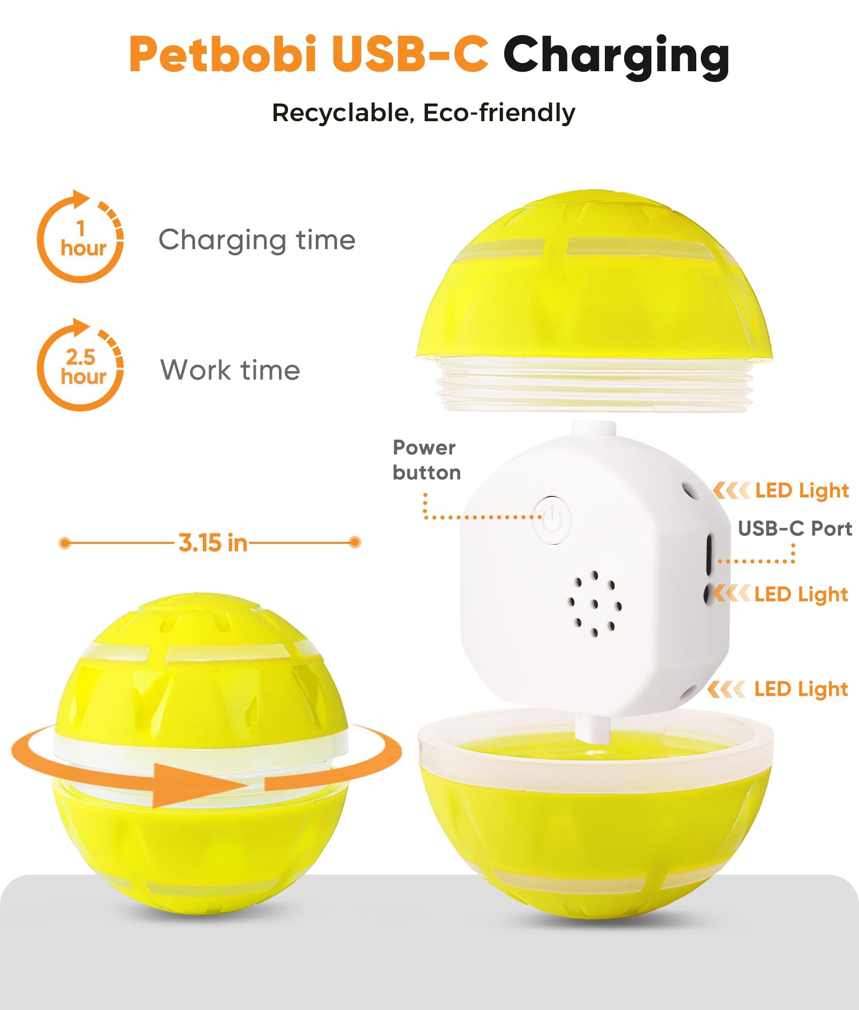 Petbobi two-play-modes dog toy highlights gentle roll and lively bounce
