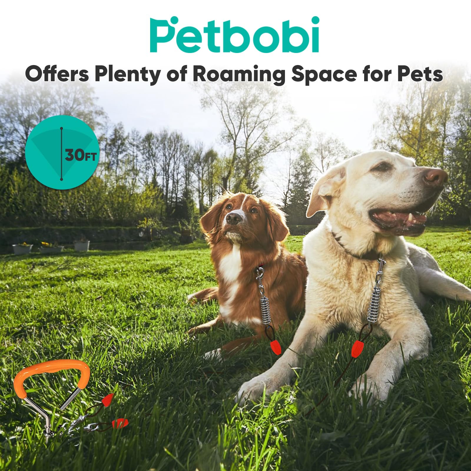 Petbobi PVC-coated steel cable resists weather and rust.