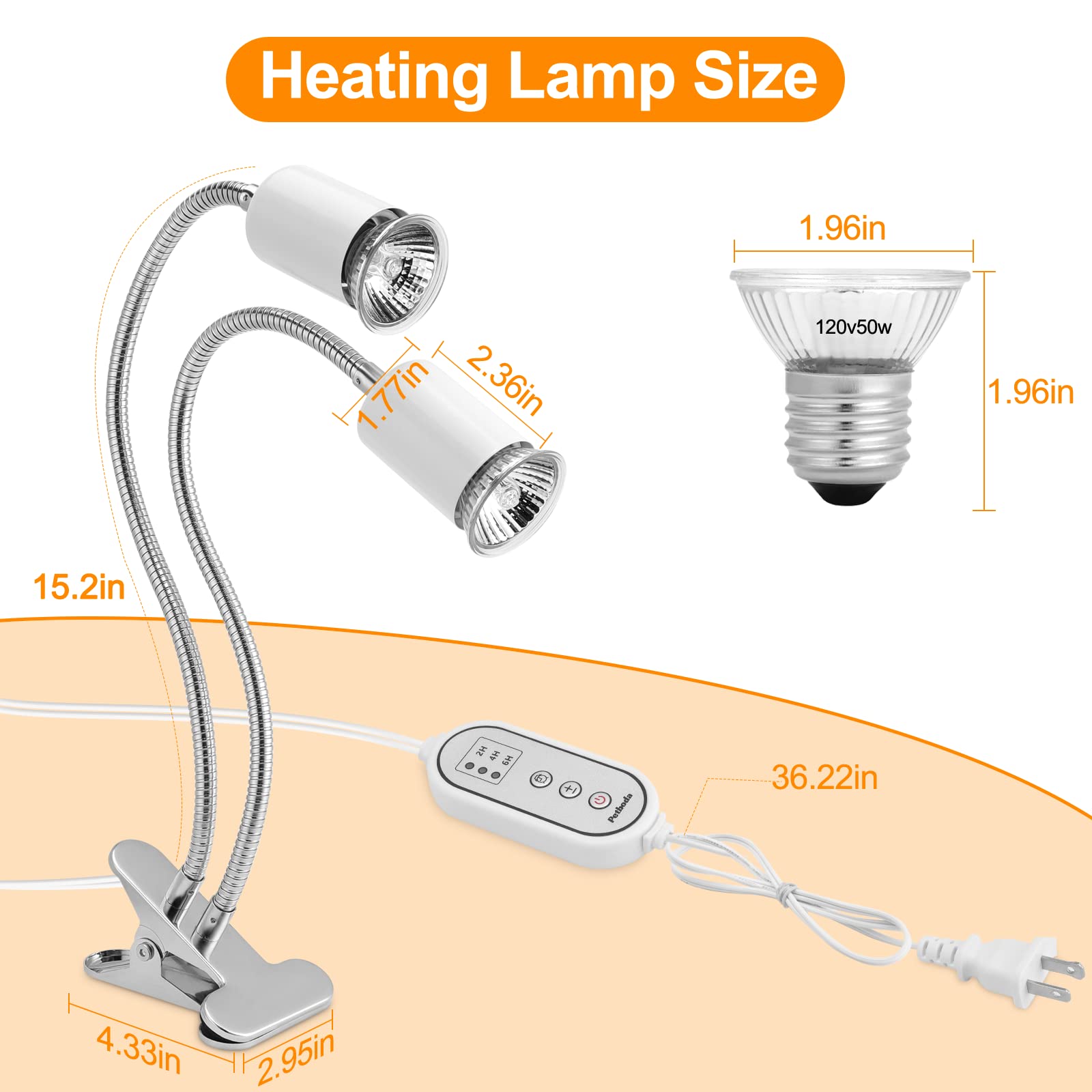 Petboda reptile heat lamp 4-bulb pack supports varied basking needs.