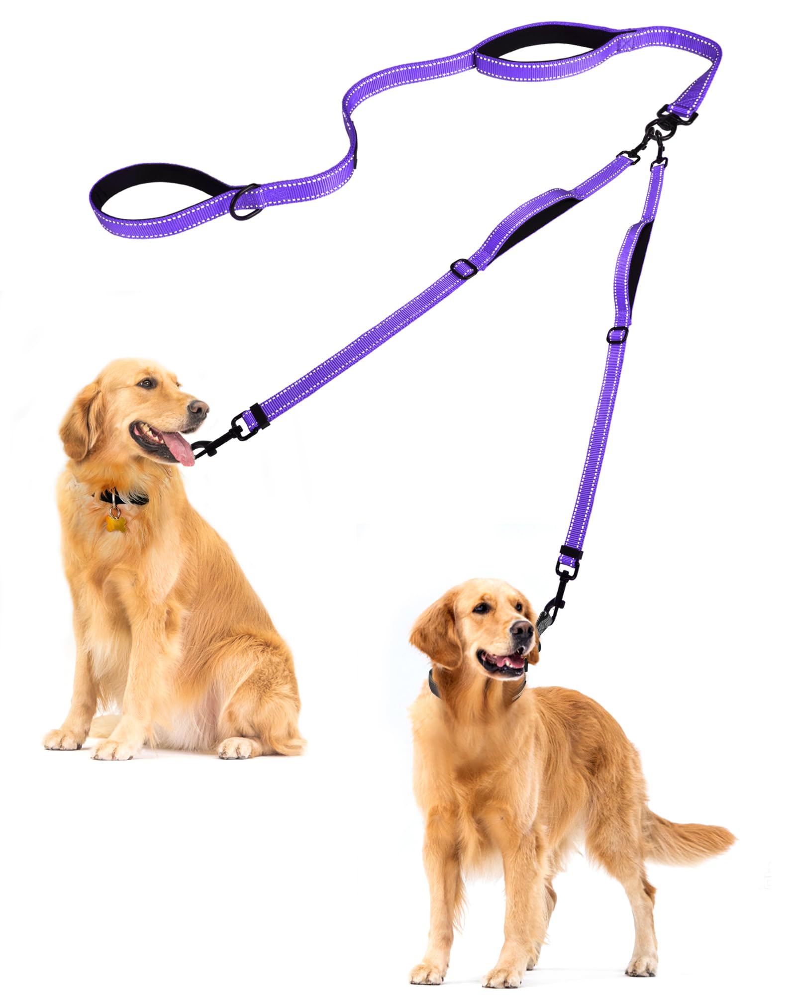 PetBonus Double Dog Leash swivel prevents tangling during walks for smoother two-dog outings.